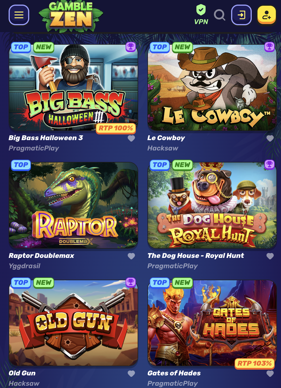 Mobilní verze Online casina GambleZen